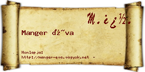 Manger Éva névjegykártya